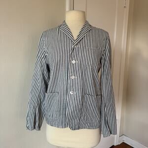 kapital seersucker hickory striped linen work jacket sz 1